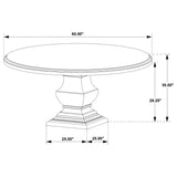 View showing levelers under the Twyla dining table