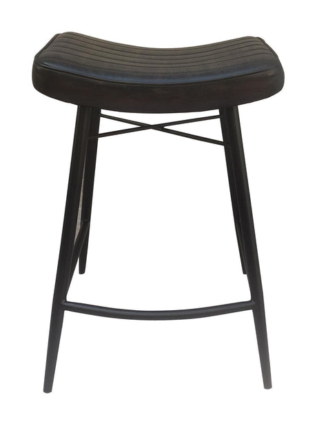 Bayu Espresso Leather Upholstered Counter Stool front angle