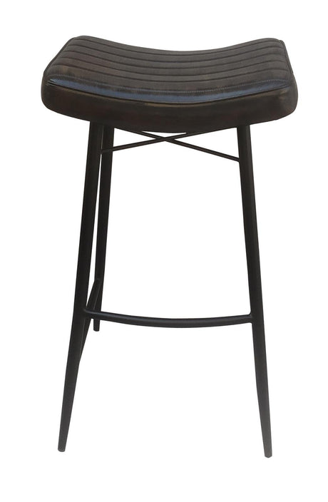 Brandon Black Leather Bar Stool front angle