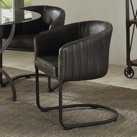 room view of Aviano Gunmetal Round Dining Set