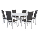 Judd Pearl White 54-inch Round Wood Dining Set detail of table finish