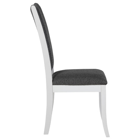 Side angle main view of Judd Pearl White 54-inch Round Wood Dining Room Set