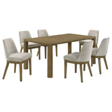 Close-up detail of brown oak finish on Castlewood dining set