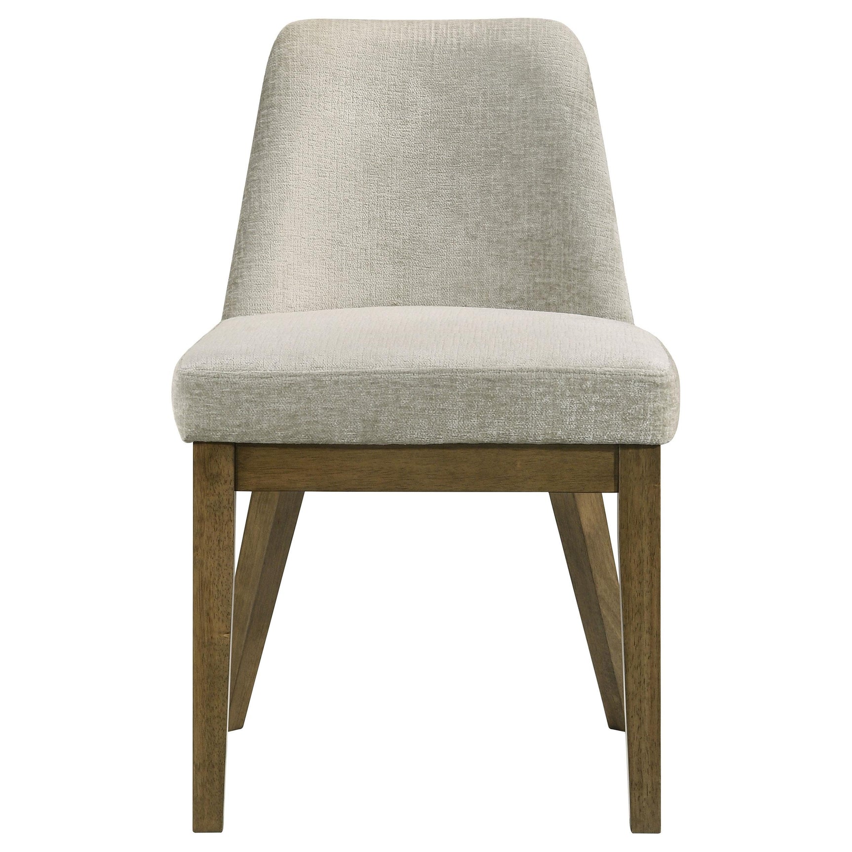 Chair angled to show brown oak legs and frame