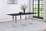 Desden dining table metal and stainless steel base close-up