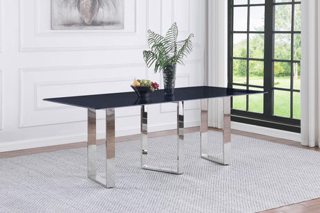 Desden dining table metal and stainless steel base close-up