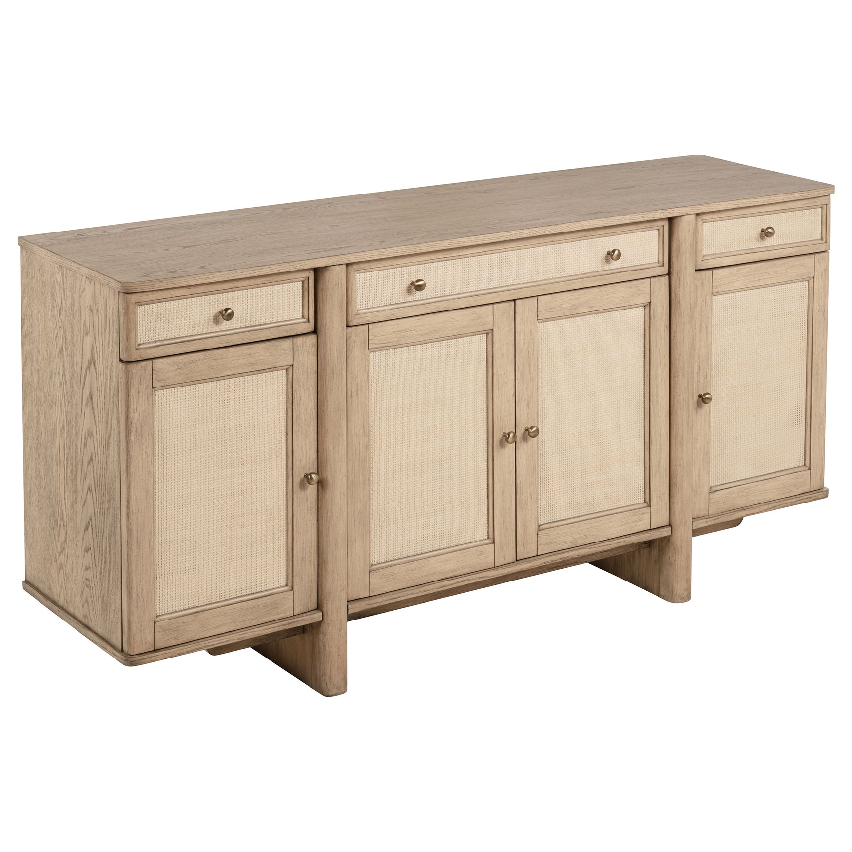 Dining set main angle highlighting beige oak finish