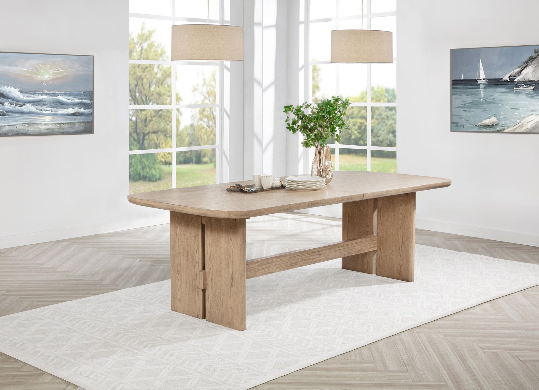 Close-up of oak veneer tabletop and wood grain