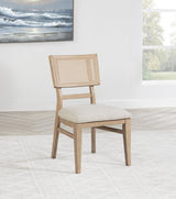 Side view of Kailani Cane Dining Side Chair showing cane backrest