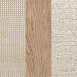 Dining side chair with beige fabric and cane backrest