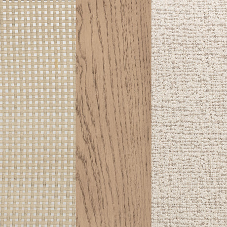 Dining side chair with beige fabric and cane backrest