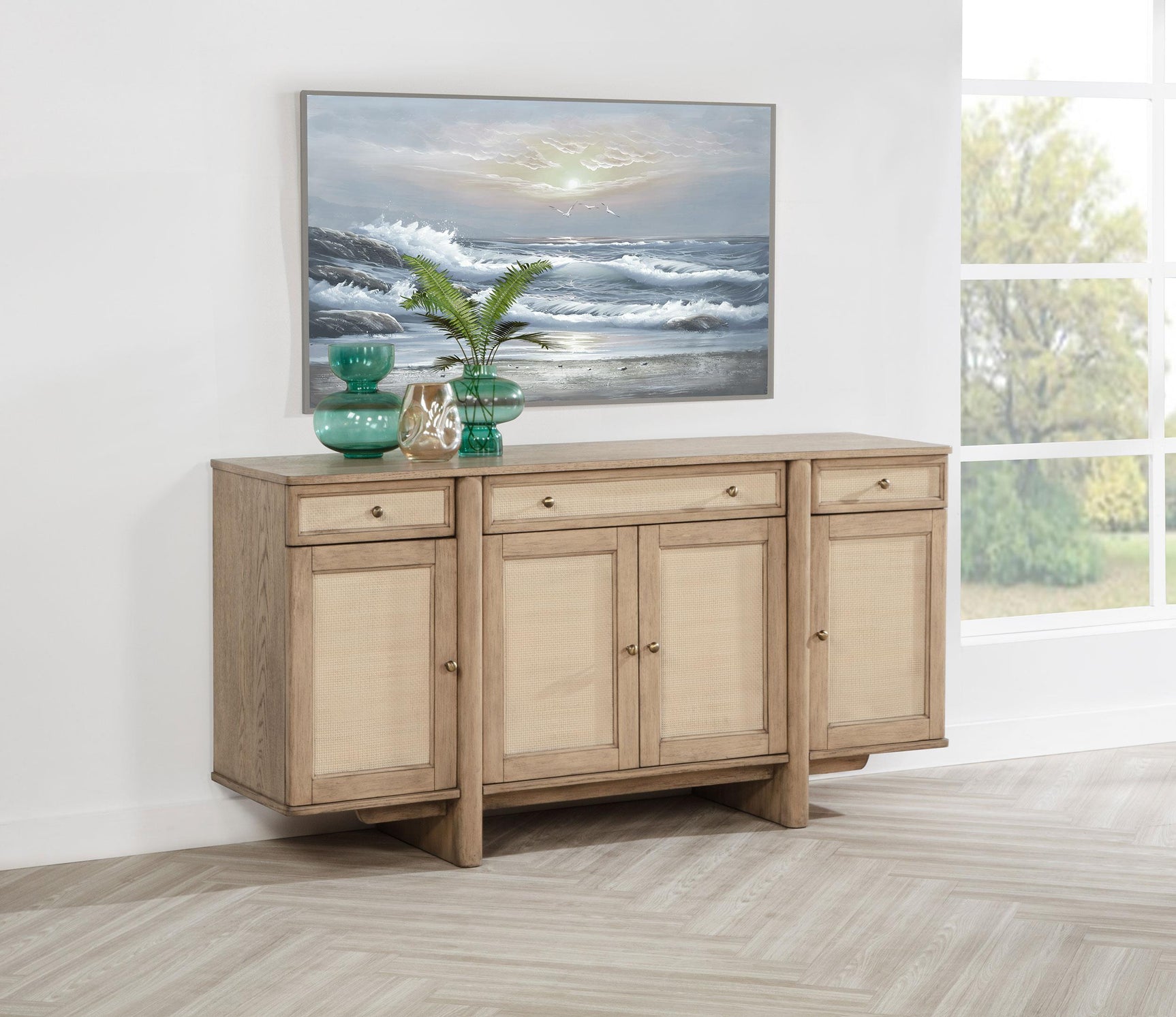 Kailani sideboard cabinet beige oak top angle