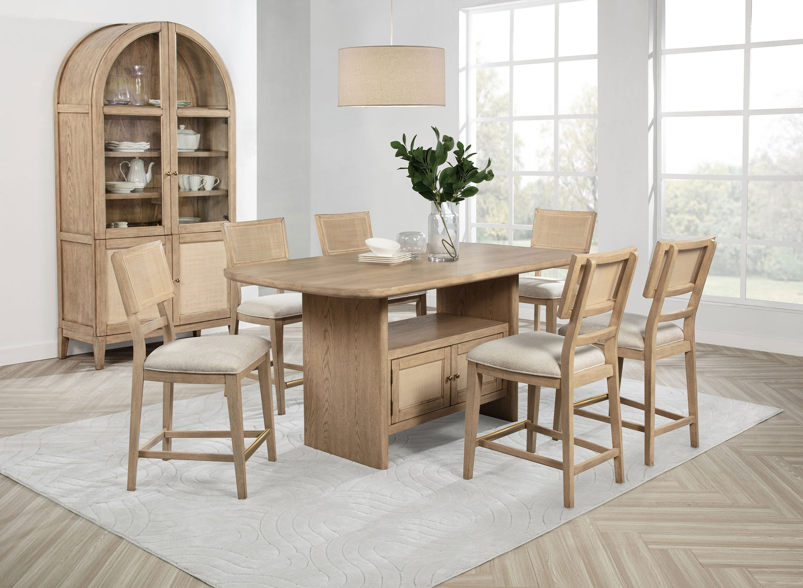 main view of Kailani Beige Oak Wood Counter Height Set furniture