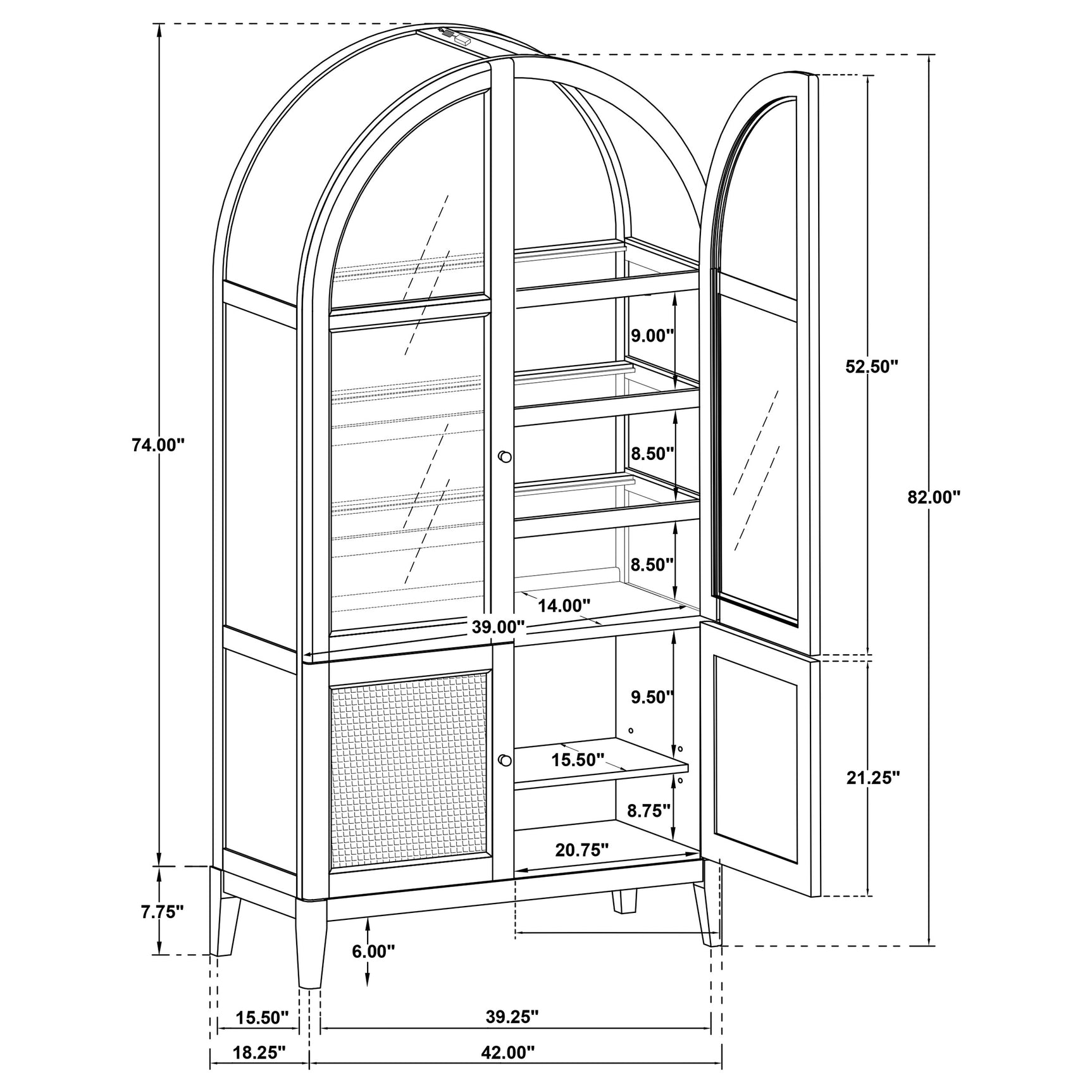 Side angle emphasizing table height and chair design