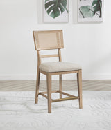 Side angle of Kailani counter dining side chair showing woven cane backrest