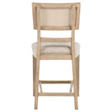 Close-up of chair leg and footrest area in beige oak