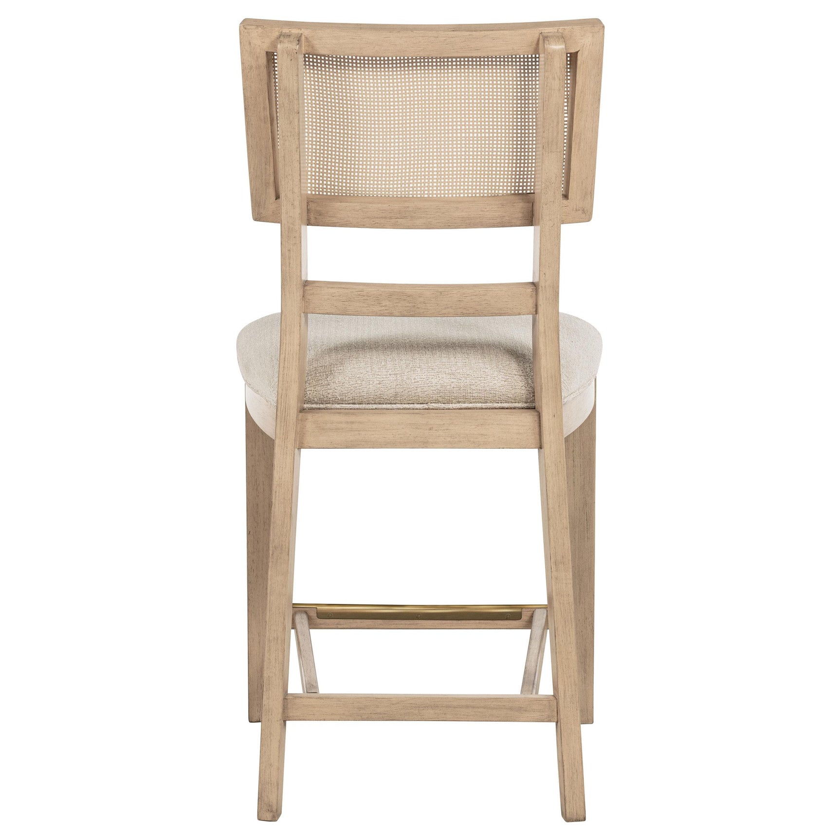 Close-up of chair leg and footrest area in beige oak