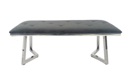Beaufort Upholstered Tufted Bench Dark Grey side view