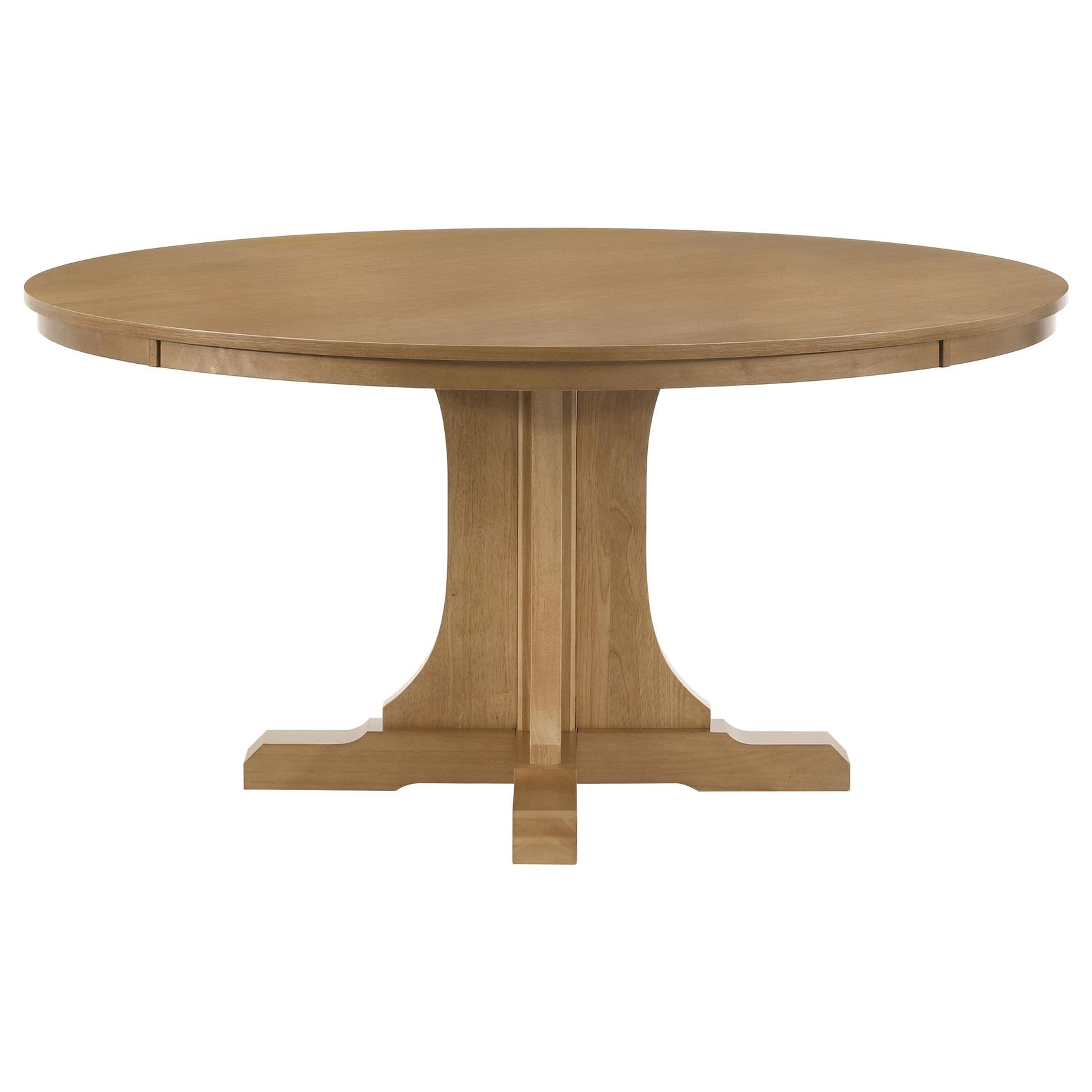 Hartville dining table solid rubberwood pedestal base detail