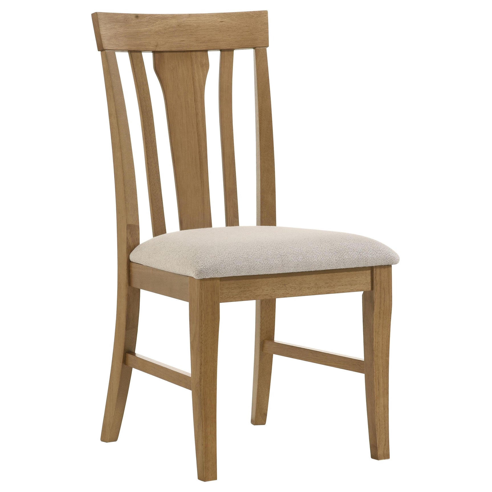 Close-up of Hartville chair seat cushion and wood finish