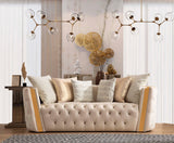 Gold sibu leather detailing on sofa arm