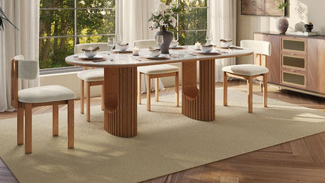 Silvo dining table glossy white sintered stone top close-up