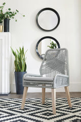 Nakia dining chair grey woven back and seat angled view