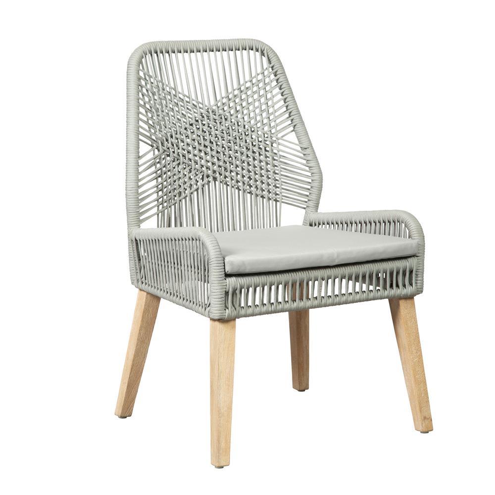 Side angle of Nakia grey woven dining chair