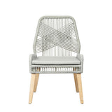 Front view of Nakia grey woven back dining chair