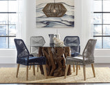 Nakia set of 2 grey woven back dining chairs together