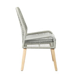 Nakia grey woven back dining chair close-up of weave