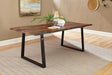 Ditman Live Edge Dining Table front view showing grey Sheesham wood top with live edge