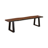 Ditman Live Edge Dining Bench Grey Sheesham and Black - close-up of wood grain
