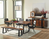 Ditman Live Edge Dining Bench Grey Sheesham and Black - full length side profile