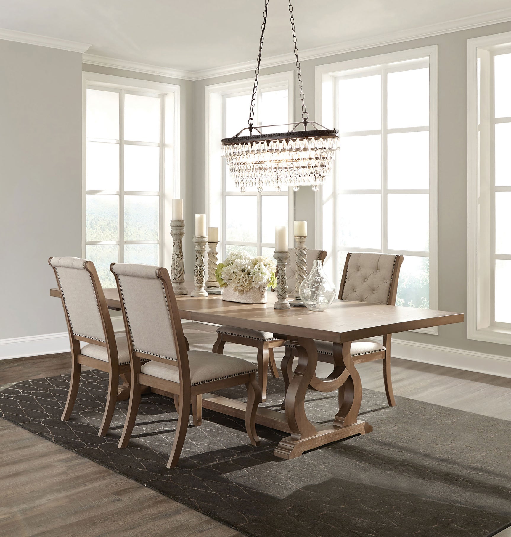 main view of Brockway Brown Extension Leaf Dining Room Set dining room furniture