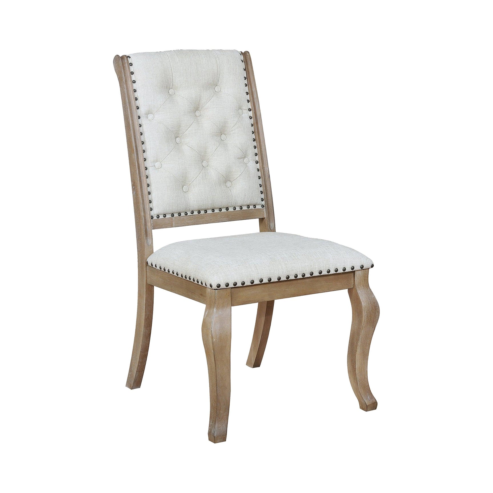 Close-up of plastic glide on Brockway Cove hardwood chair leg