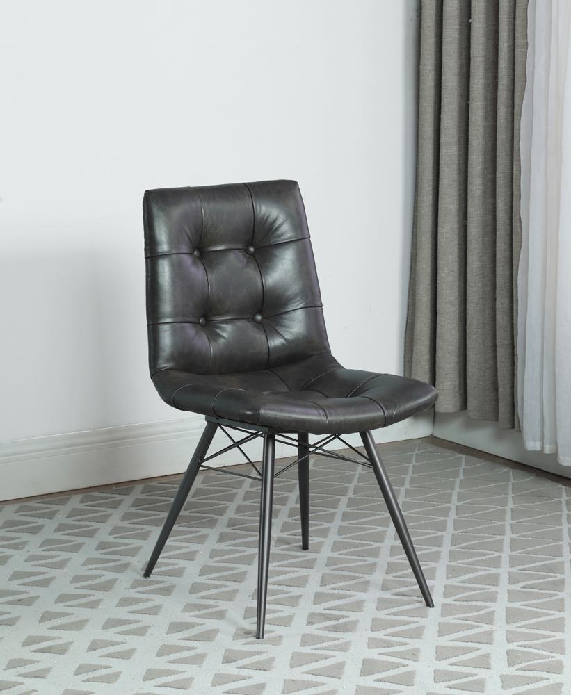 Aiken Tufted Dining Chairs Charcoal set of 4, front angle