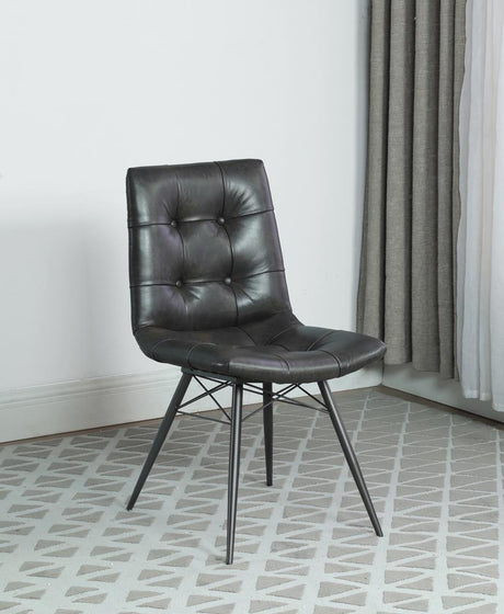 Aiken Tufted Dining Chairs Charcoal set of 4, front angle