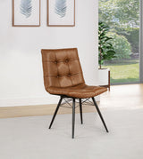 Aiken faux leather upholstered dining side chair showing button tufted back