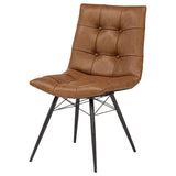 Gunmetal metal legs and crossing braces of Aiken dining chair