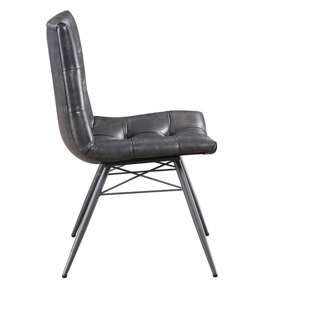 Bent wood legs and metal cross braces of Aiken Dining Chair