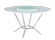 Abby round dining table angle view with lazy susan centerpiece