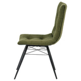 Side chair seat cushion and upholstery in saddle forest green fabric