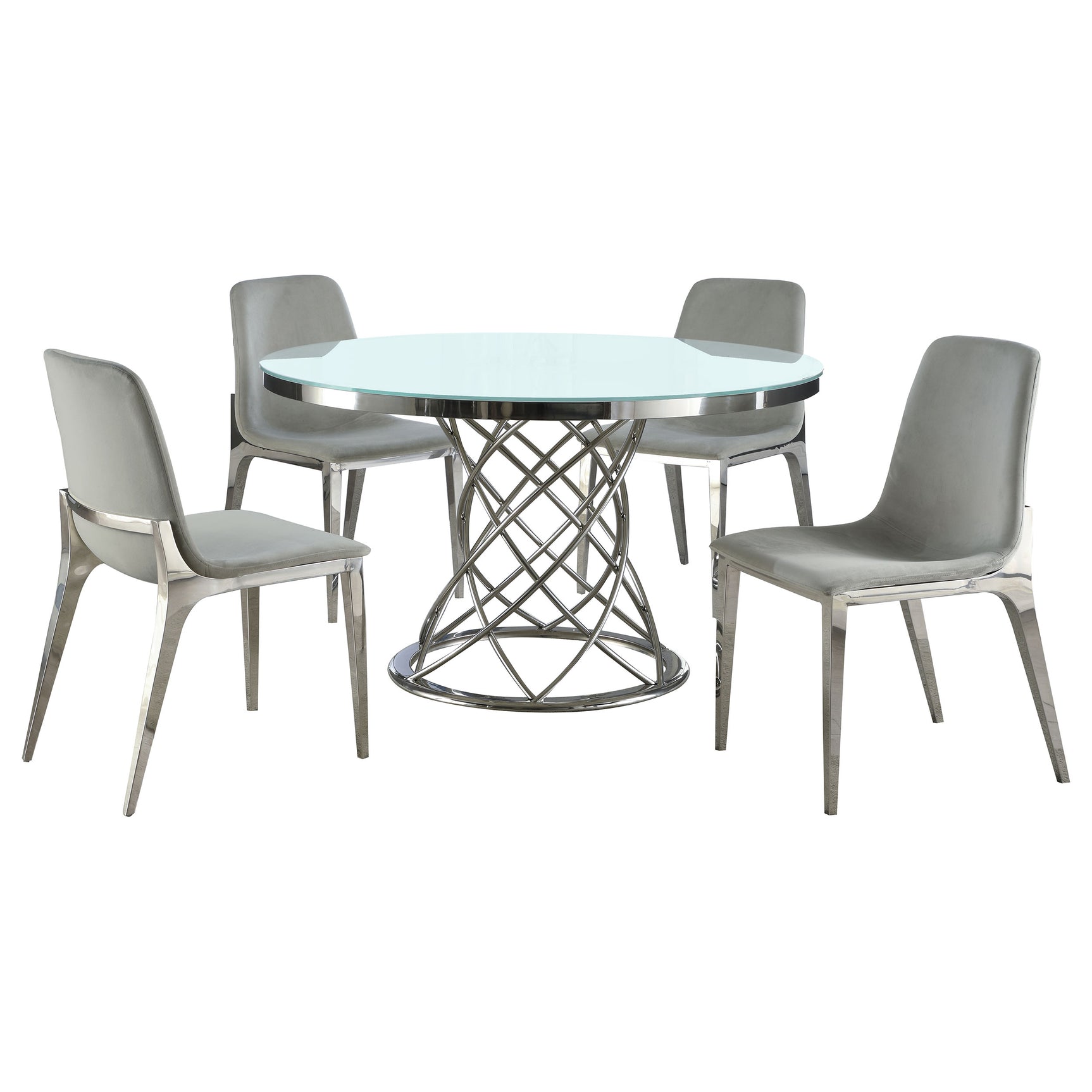 Room view of Irene Gray Round Glass Top Dining Set dining furniture