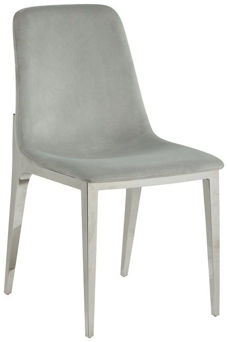 Front view of Irene Gray Round Glass Top Dining Table