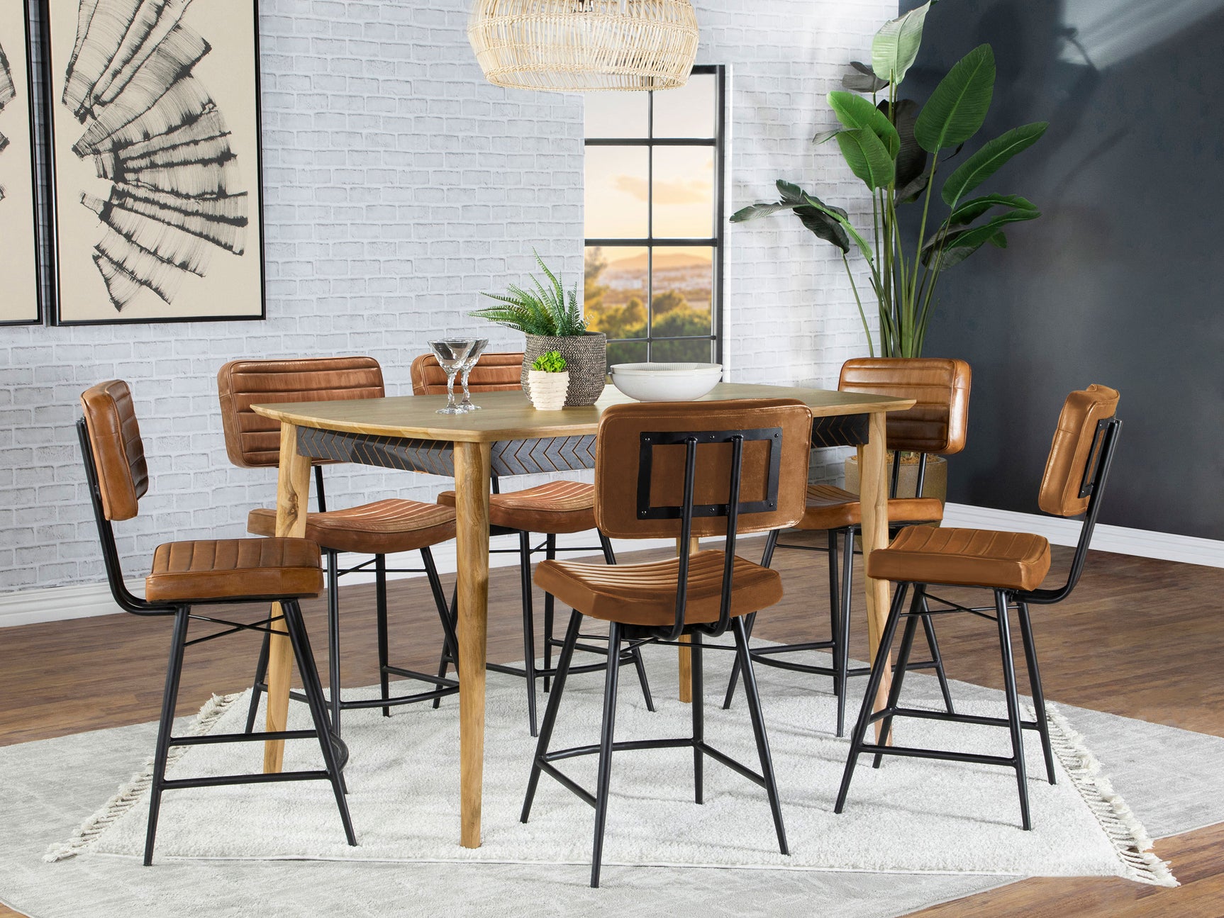 Side view of Partridge Sheesham Camel Counter Height Dining Set