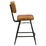 Two Partridge counter height stools placed side by side showcasing vintage industrial design