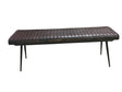 Partridge Cushion Bench front view showcasing espresso leather cushion and black metal legs