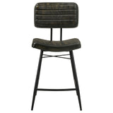 Side view of Partridge upholstered counter height stool with footrest