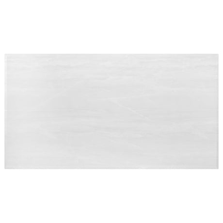 Kerwin dining table top view showing white faux marble veneer